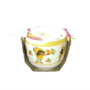 Strawberry Shortcake Orange Blossom Ramen Bowl Bundle w/ Chopsticks & Spoon New